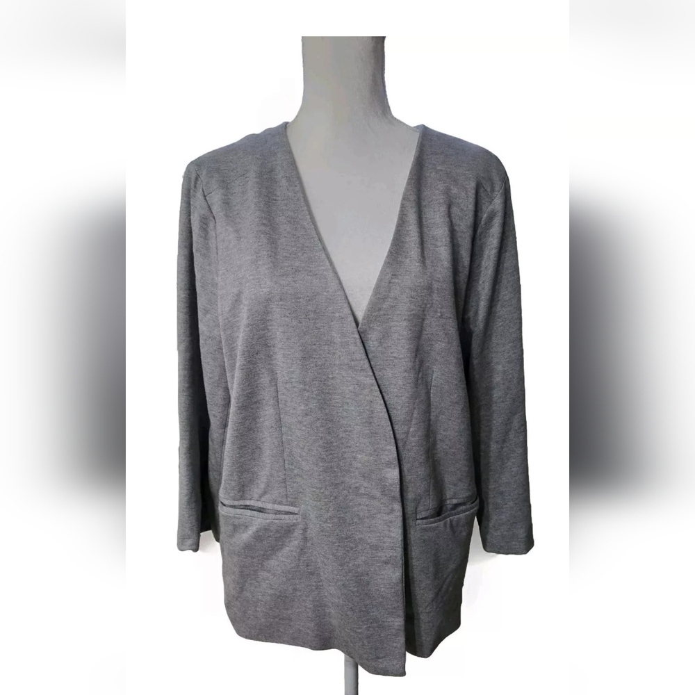Skies Are Blue Light Gray Open Front Blazer Jacket